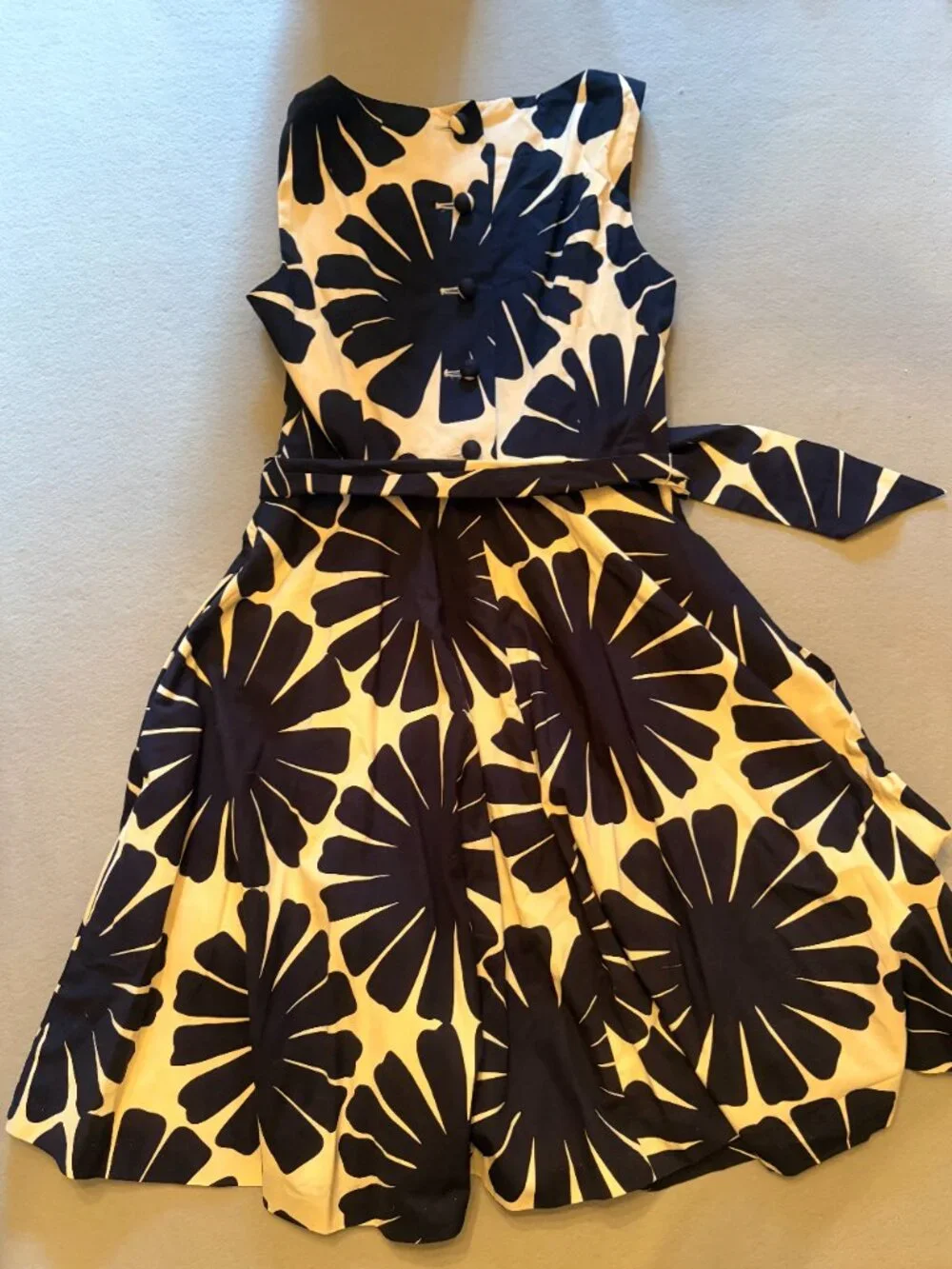 💙 J.Crew Blue Burst Belted A-Line Dress - Size 10 - Picture 5 of 9